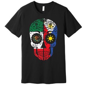 Mexican Filipino Flag Mexico Philippines Sugar Skull Premium T-Shirt