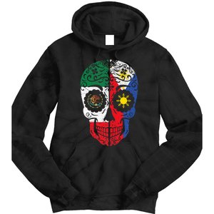 Mexican Filipino Flag Mexico Philippines Sugar Skull Tie Dye Hoodie