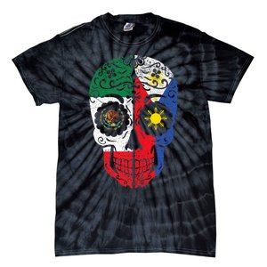 Mexican Filipino Flag Mexico Philippines Sugar Skull Tie-Dye T-Shirt