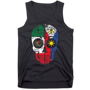 Mexican Filipino Flag Mexico Philippines Sugar Skull Tank Top