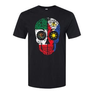 Mexican Filipino Flag Mexico Philippines Sugar Skull Softstyle CVC T-Shirt