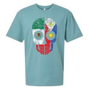 Mexican Filipino Flag Mexico Philippines Sugar Skull Sueded Cloud Jersey T-Shirt