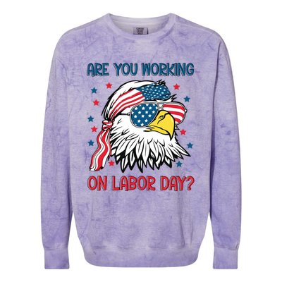 Merica Freedom Funny Eagle Mullet American Labor Day Gift Colorblast Crewneck Sweatshirt