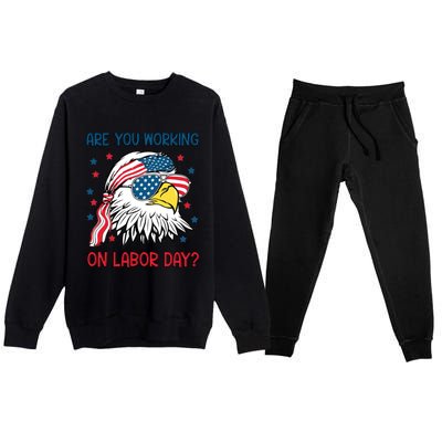 Merica Freedom Funny Eagle Mullet American Labor Day Gift Premium Crewneck Sweatsuit Set