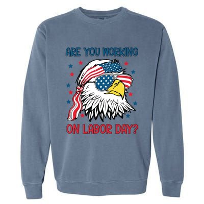 Merica Freedom Funny Eagle Mullet American Labor Day Gift Garment-Dyed Sweatshirt