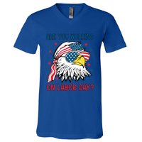 Merica Freedom Funny Eagle Mullet American Labor Day Gift V-Neck T-Shirt