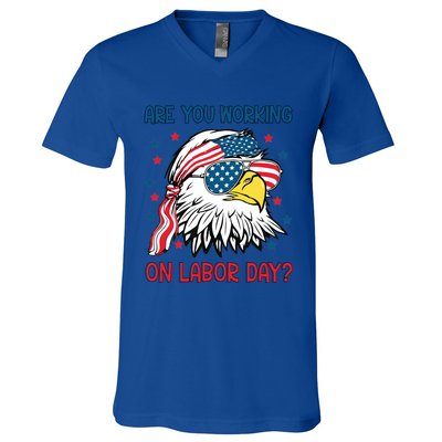 Merica Freedom Funny Eagle Mullet American Labor Day Gift V-Neck T-Shirt