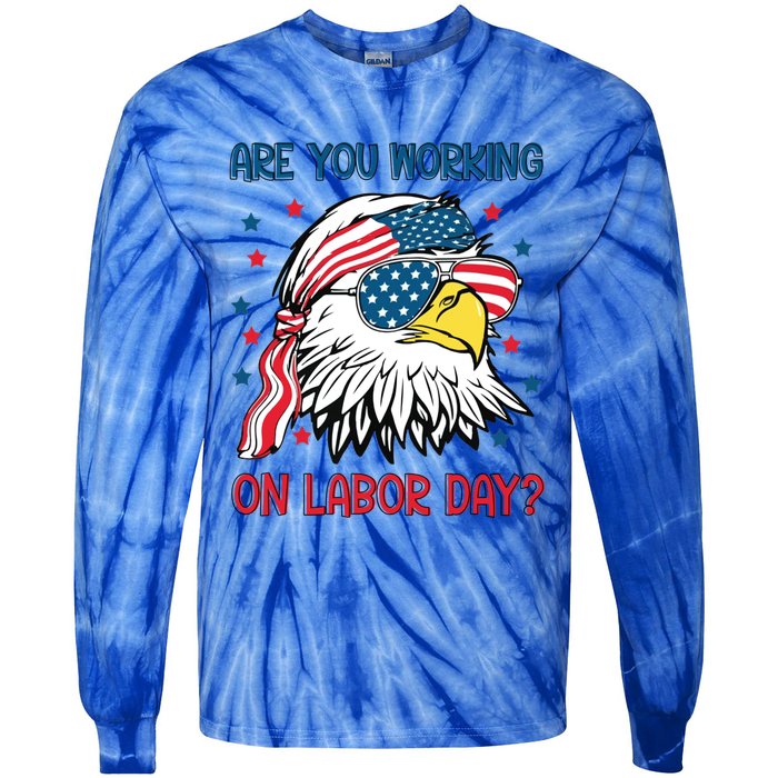 Merica Freedom Funny Eagle Mullet American Labor Day Gift Tie-Dye Long Sleeve Shirt