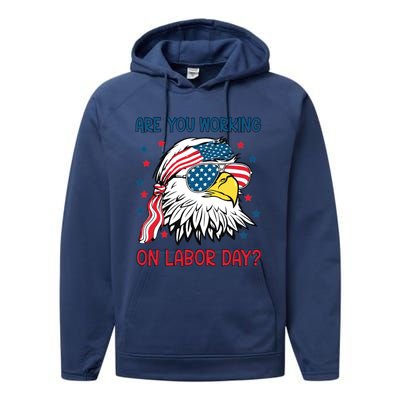 Merica Freedom Funny Eagle Mullet American Labor Day Gift Performance Fleece Hoodie