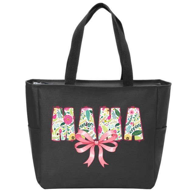Mama Floral Flower Family Matching Mother's Day Mom Zip Tote Bag