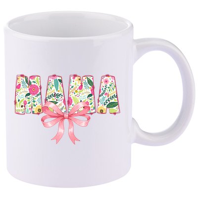 Mama Floral Flower Family Matching Mother's Day Mom 11oz C Handle Ceramic Mug