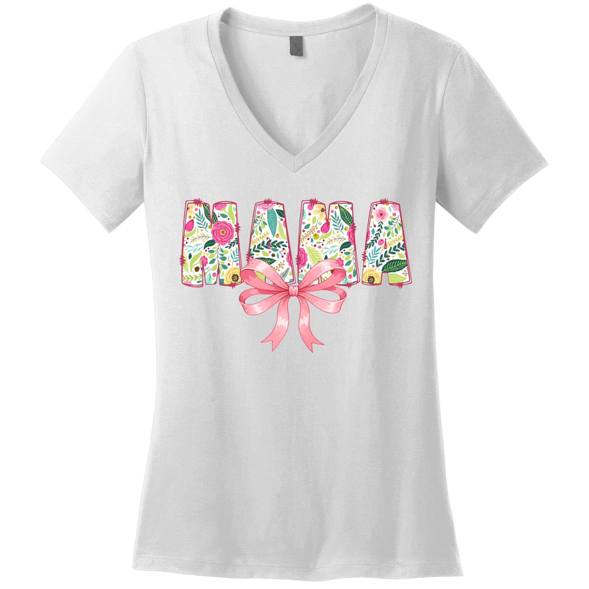 Mama Floral Flower Family Matching Mother's Day Mom Women's V-Neck T-Shirt