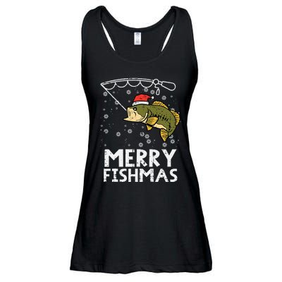 Merry Fishmas Fish Fishing Xmas Christmas Dad Ladies Essential Flowy Tank