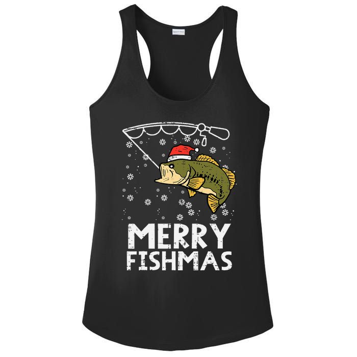 Merry Fishmas Fish Fishing Xmas Christmas Dad Ladies PosiCharge Competitor Racerback Tank