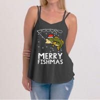 Merry Fishmas Fish Fishing Xmas Christmas Dad Women's Strappy Tank