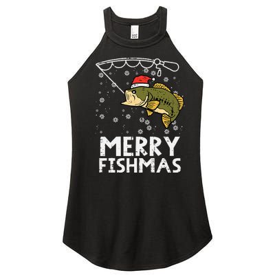 Merry Fishmas Fish Fishing Xmas Christmas Dad Women's Perfect Tri Rocker Tank