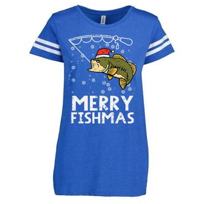 Merry Fishmas Fish Fishing Xmas Christmas Dad Enza Ladies Jersey Football T-Shirt