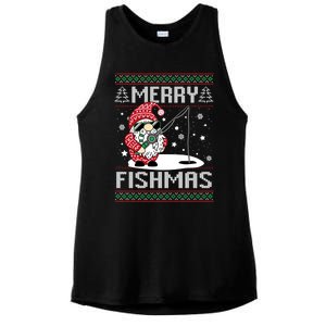 Merry Fishmas Fishing Gnome Christmas Santa Fisher Cool Gift Ladies PosiCharge Tri-Blend Wicking Tank