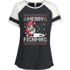 Merry Fishmas Fishing Gnome Christmas Santa Fisher Cool Gift Enza Ladies Jersey Colorblock Tee