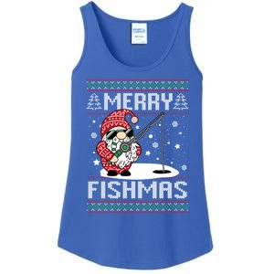 Merry Fishmas Fishing Gnome Christmas Santa Fisher Cool Gift Ladies Essential Tank