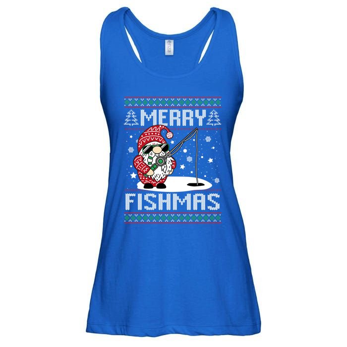 Merry Fishmas Fishing Gnome Christmas Santa Fisher Cool Gift Ladies Essential Flowy Tank