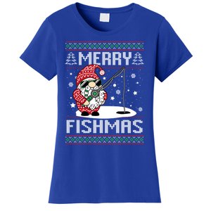 Merry Fishmas Fishing Gnome Christmas Santa Fisher Cool Gift Women's T-Shirt