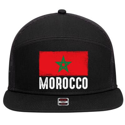 Morocco Flag Football Vintage Fan Soccer Team Pride Gift 7 Panel Mesh Trucker Snapback Hat