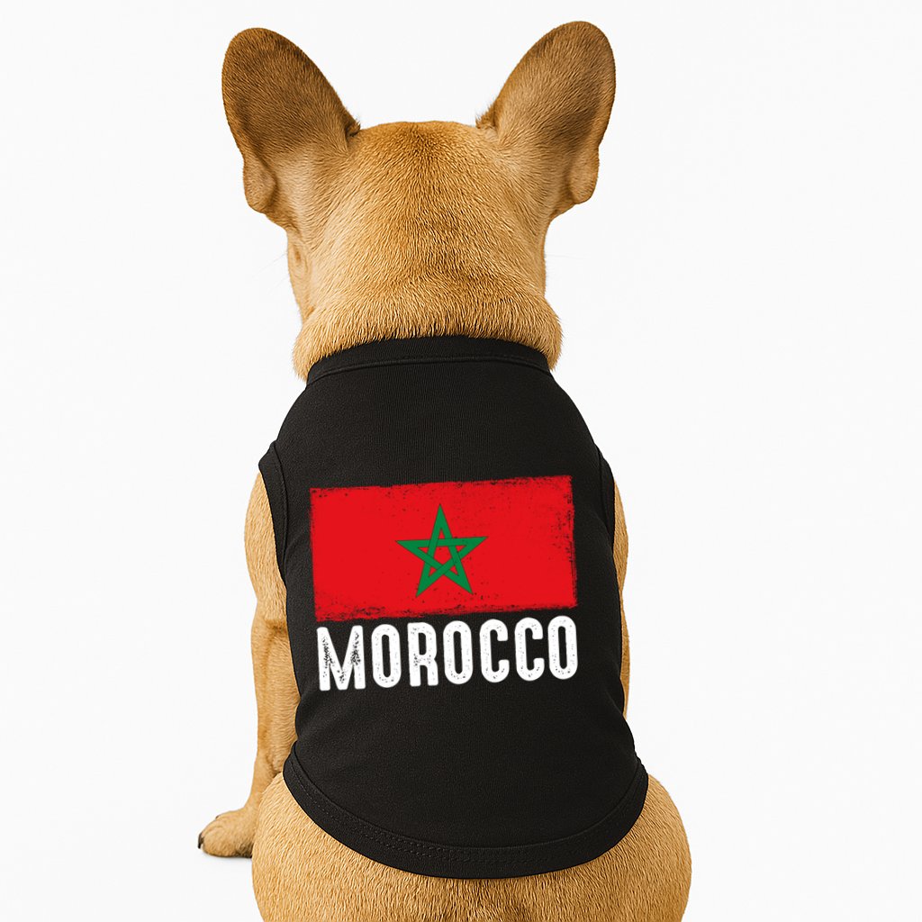 Morocco Flag Football Vintage Fan Soccer Team Pride Gift Doggie Tank