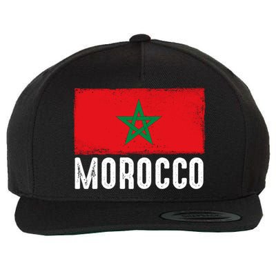 Morocco Flag Football Vintage Fan Soccer Team Pride Gift Wool Snapback Cap