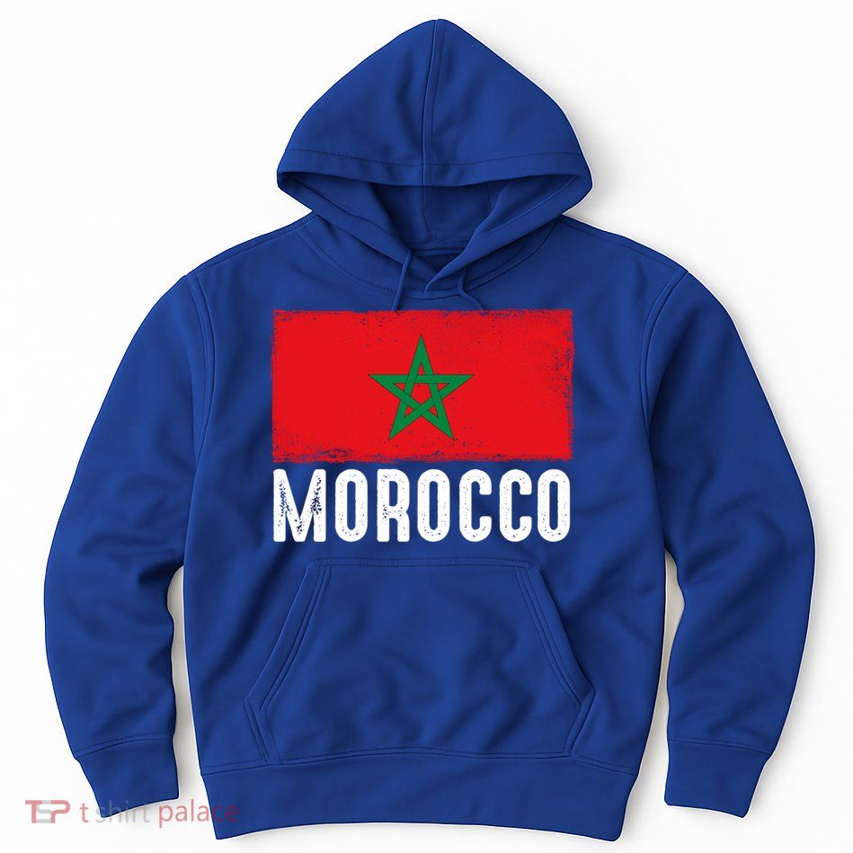 Morocco Flag Football Vintage Fan Soccer Team Pride Gift Hoodie