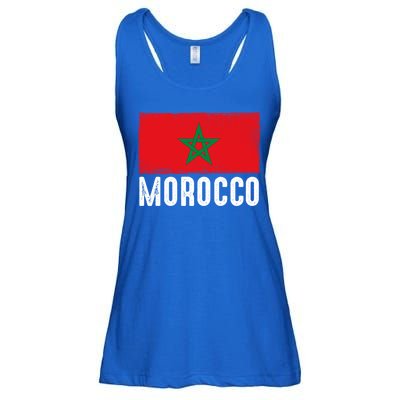 Morocco Flag Football Vintage Fan Soccer Team Pride Gift Ladies Essential Flowy Tank