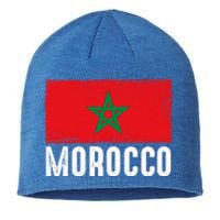 Morocco Flag Football Vintage Fan Soccer Team Pride Gift Sustainable Beanie