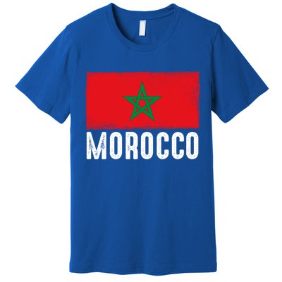 Morocco Flag Football Vintage Fan Soccer Team Pride Gift Premium T-Shirt