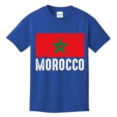 Morocco Flag Football Vintage Fan Soccer Team Pride Gift Kids T-Shirt