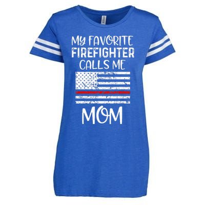 My Favorite Firefighter Calls Me Mom Thin Red Line Gift Enza Ladies Jersey Football T-Shirt