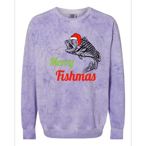 Merry Fishmas Fish Fishing Xmas Christmas Family Matching Colorblast Crewneck Sweatshirt