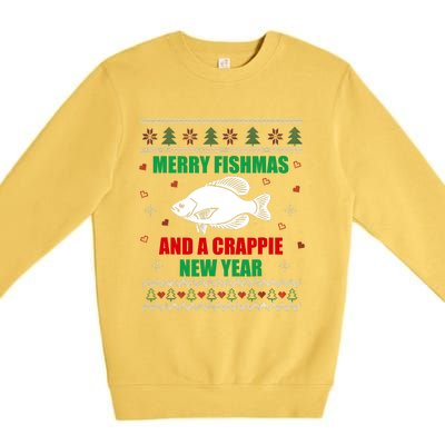 Merry Fishmas Fish Fishing Fisherman Ugly Christmas Xmas Premium Crewneck Sweatshirt