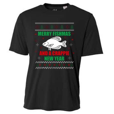 Merry Fishmas Fish Fishing Fisherman Ugly Christmas Xmas Cooling Performance Crew T-Shirt