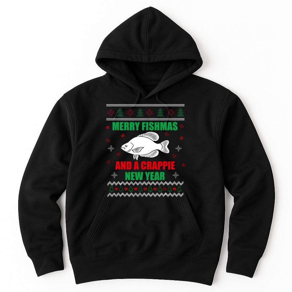 Merry Fishmas Fish Fishing Fisherman Ugly Christmas Xmas Hoodie