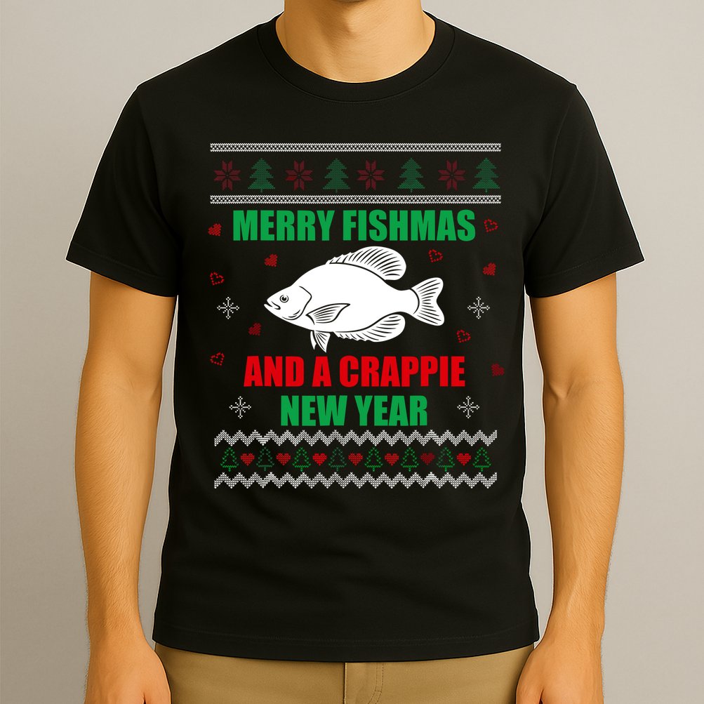Merry Fishmas Fish Fishing Fisherman Ugly Christmas Xmas T-Shirt