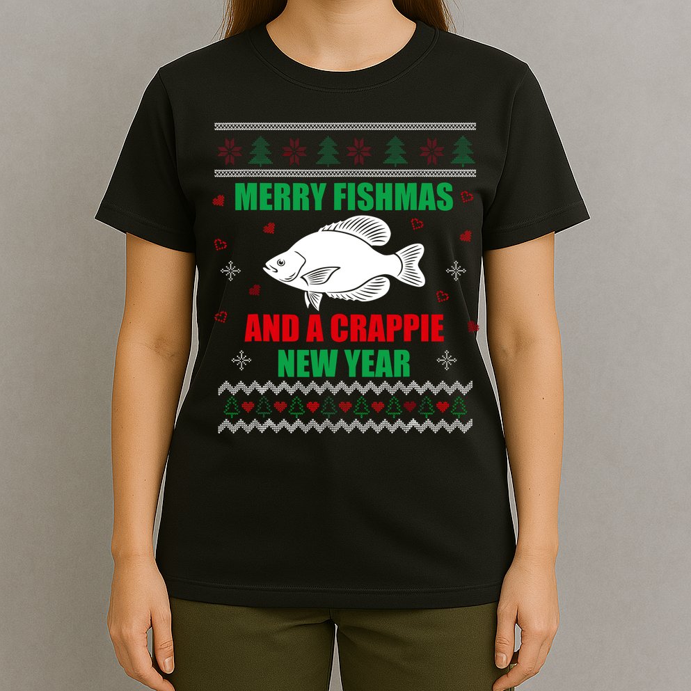 Merry Fishmas Fish Fishing Fisherman Ugly Christmas Xmas T-Shirt