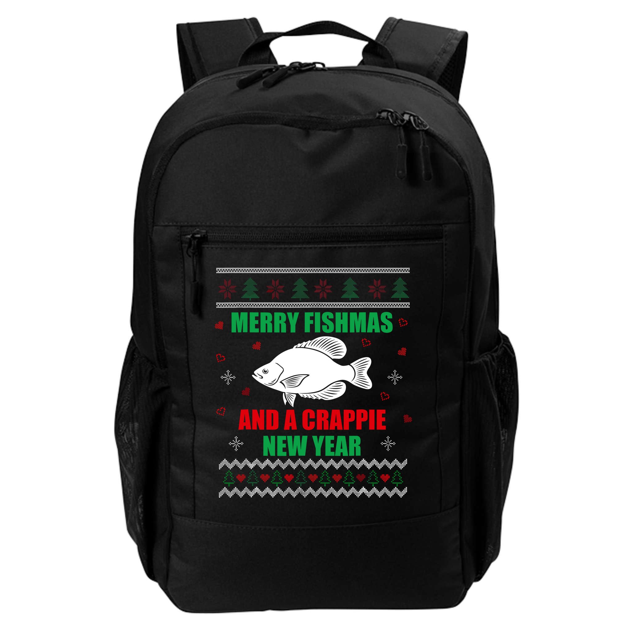 Merry Fishmas Fish Fishing Fisherman Ugly Christmas Xmas Backpack