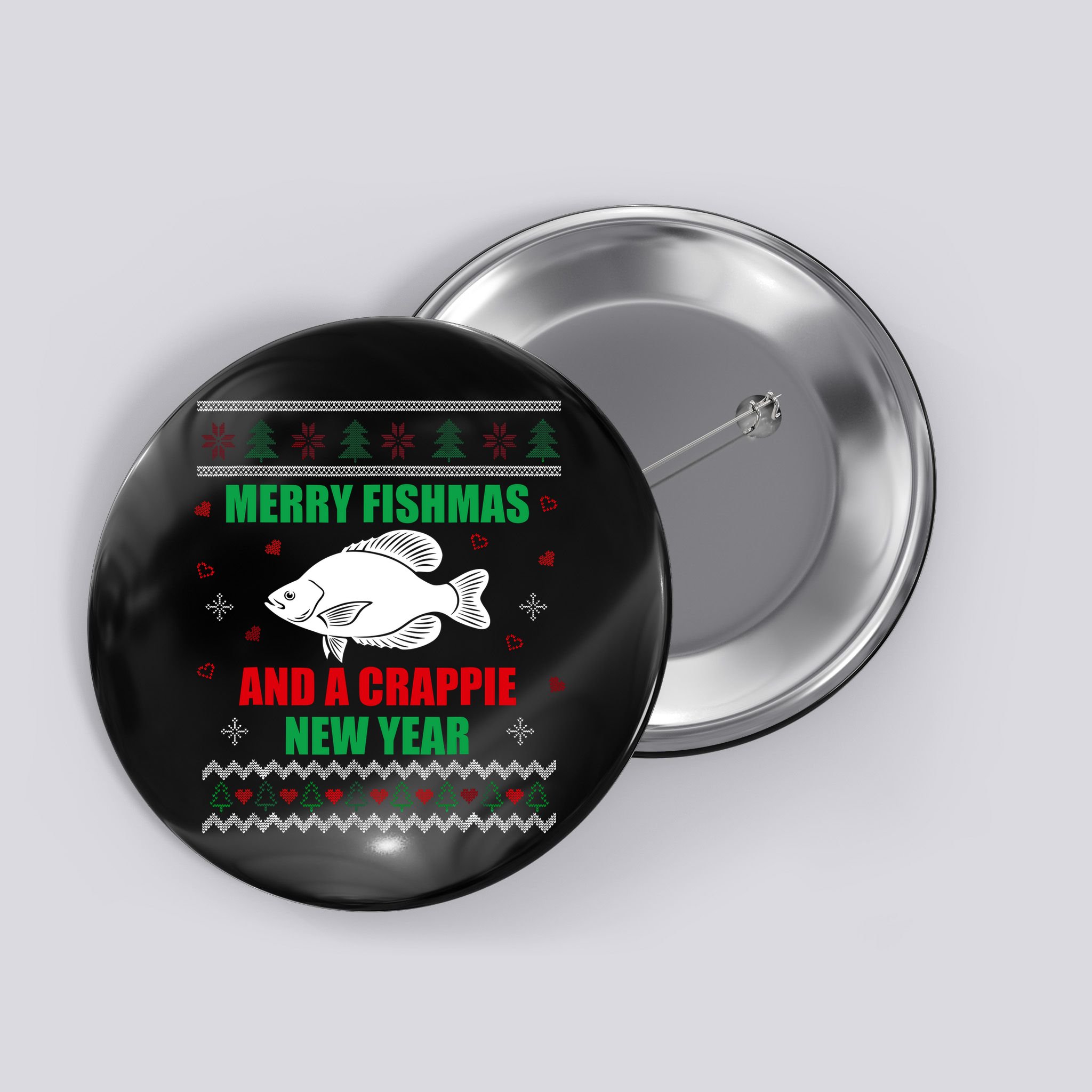 Merry Fishmas Fish Fishing Fisherman Ugly Christmas Xmas Button