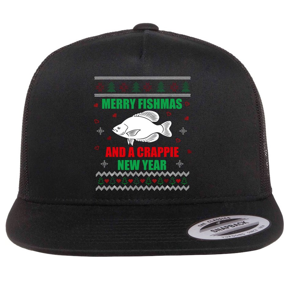 Merry Fishmas Fish Fishing Fisherman Ugly Christmas Xmas Flat Bill Trucker Hat