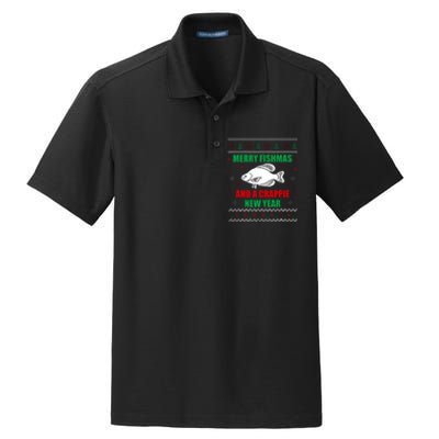 Merry Fishmas Fish Fishing Fisherman Ugly Christmas Xmas Dry Zone Grid Polo