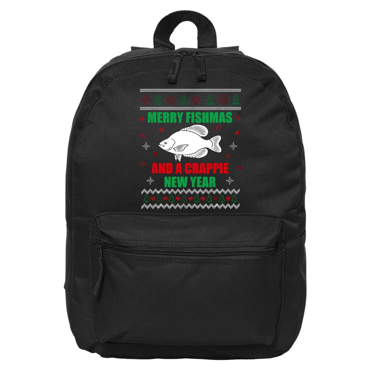 Merry Fishmas Fish Fishing Fisherman Ugly Christmas Xmas 16 in Basic Backpack