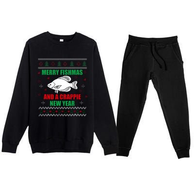 Merry Fishmas Fish Fishing Fisherman Ugly Christmas Xmas Premium Crewneck Sweatsuit Set