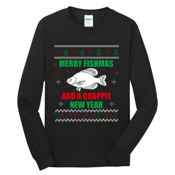 Merry Fishmas Fish Fishing Fisherman Ugly Christmas Xmas Tall Long Sleeve T-Shirt