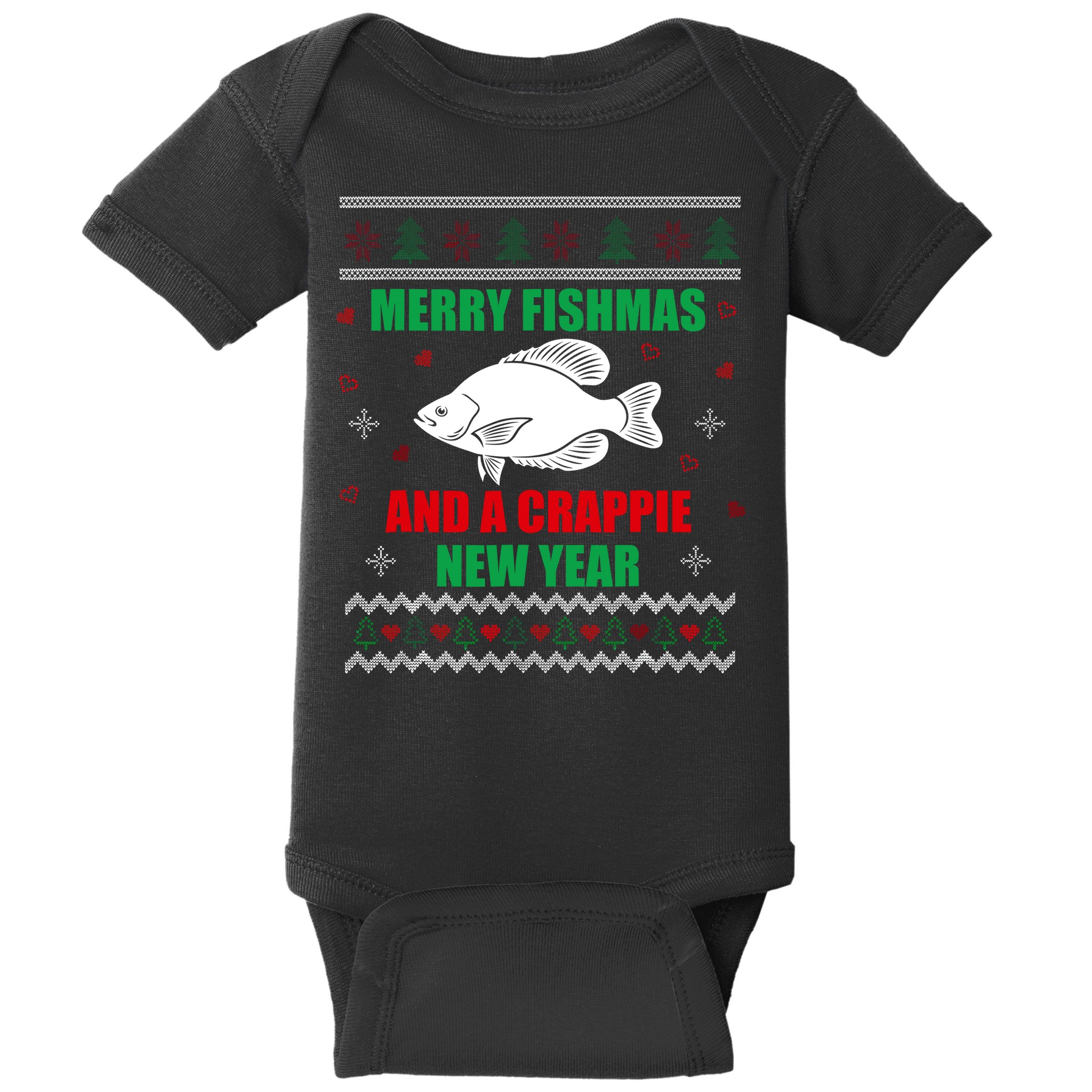 Merry Fishmas Fish Fishing Fisherman Ugly Christmas Xmas Baby Bodysuit