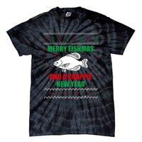 Merry Fishmas Fish Fishing Fisherman Ugly Christmas Xmas Tie-Dye T-Shirt